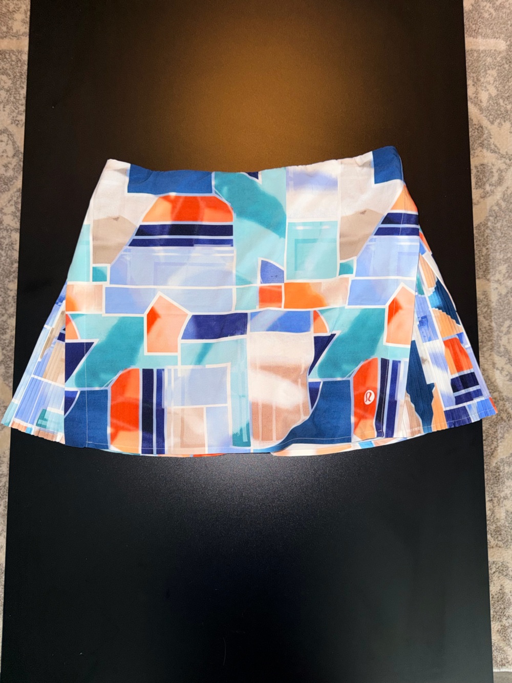 Lululemon Geometric Print Tennis Skirt in Blue, Teal & Orange